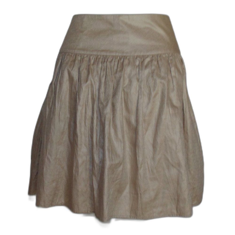 JENNY HAN Skirt, L, Jacquard Floral, Golden/Tan/Champagne, Side Zip, Cotton - Picture 6 of 12